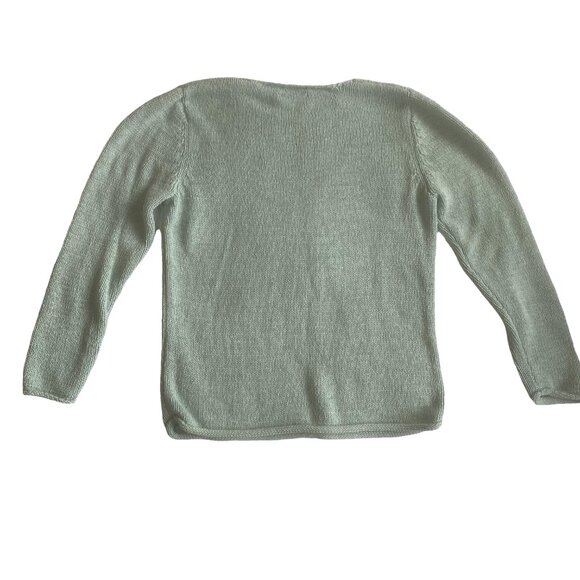 CHARTER CLUB Pastel Teal Rolled Hem Vintage Sweater Medium Soft Knit 90s Style - Picture 4 of 11